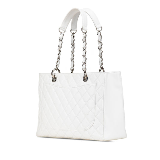White Chanel Caviar Grand Shopping Tote