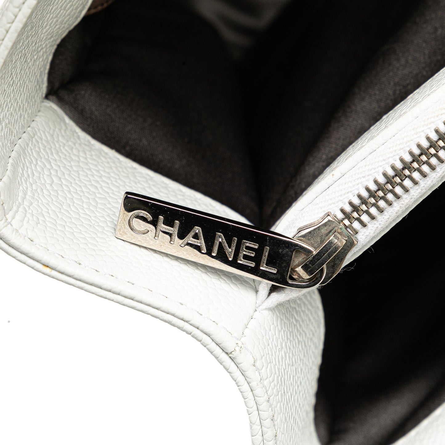 White Chanel Caviar Grand Shopping Tote