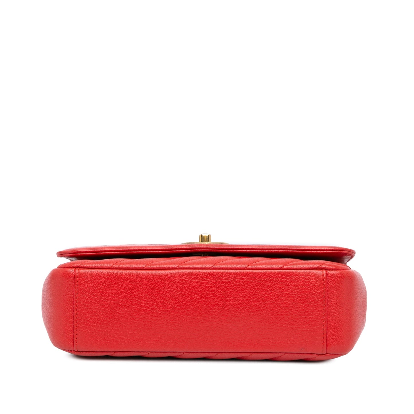 Red Chanel Small Diagonal Quilted Goatskin Flap Crossbody Bag