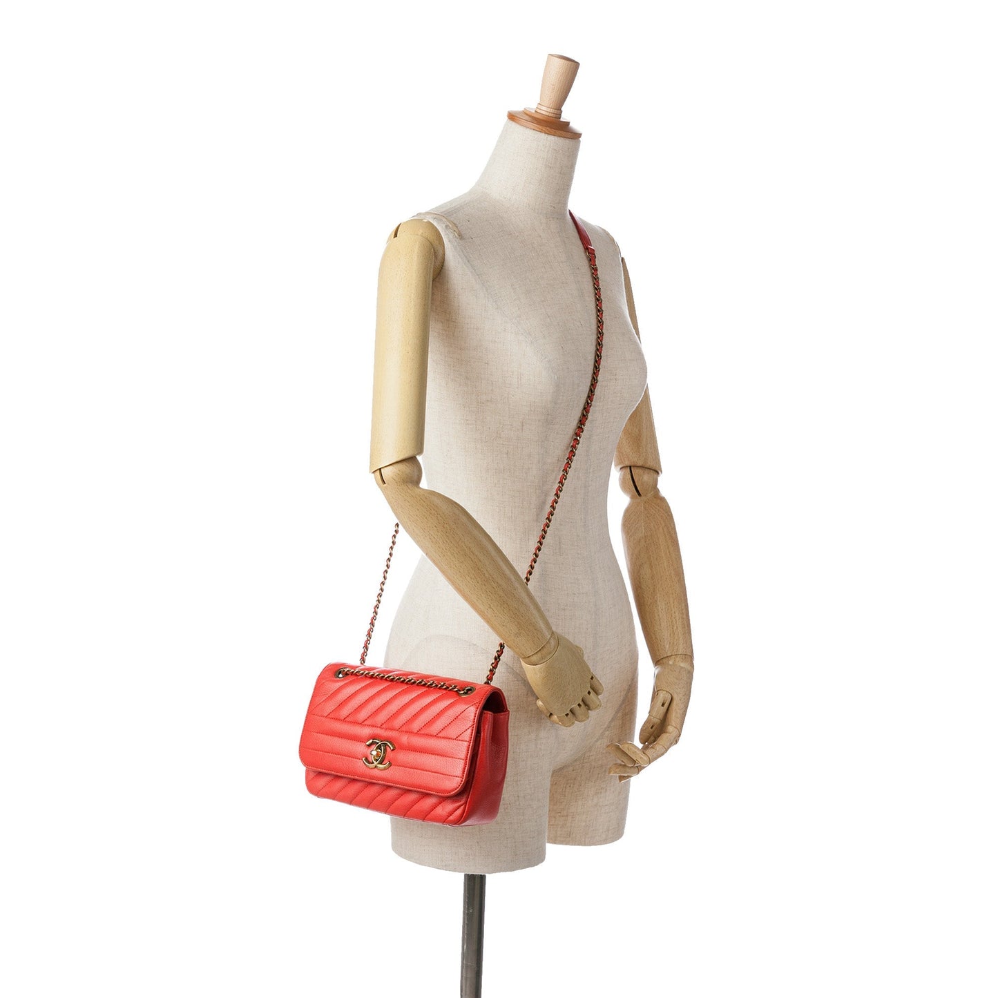Red Chanel Small Diagonal Quilted Goatskin Flap Crossbody Bag