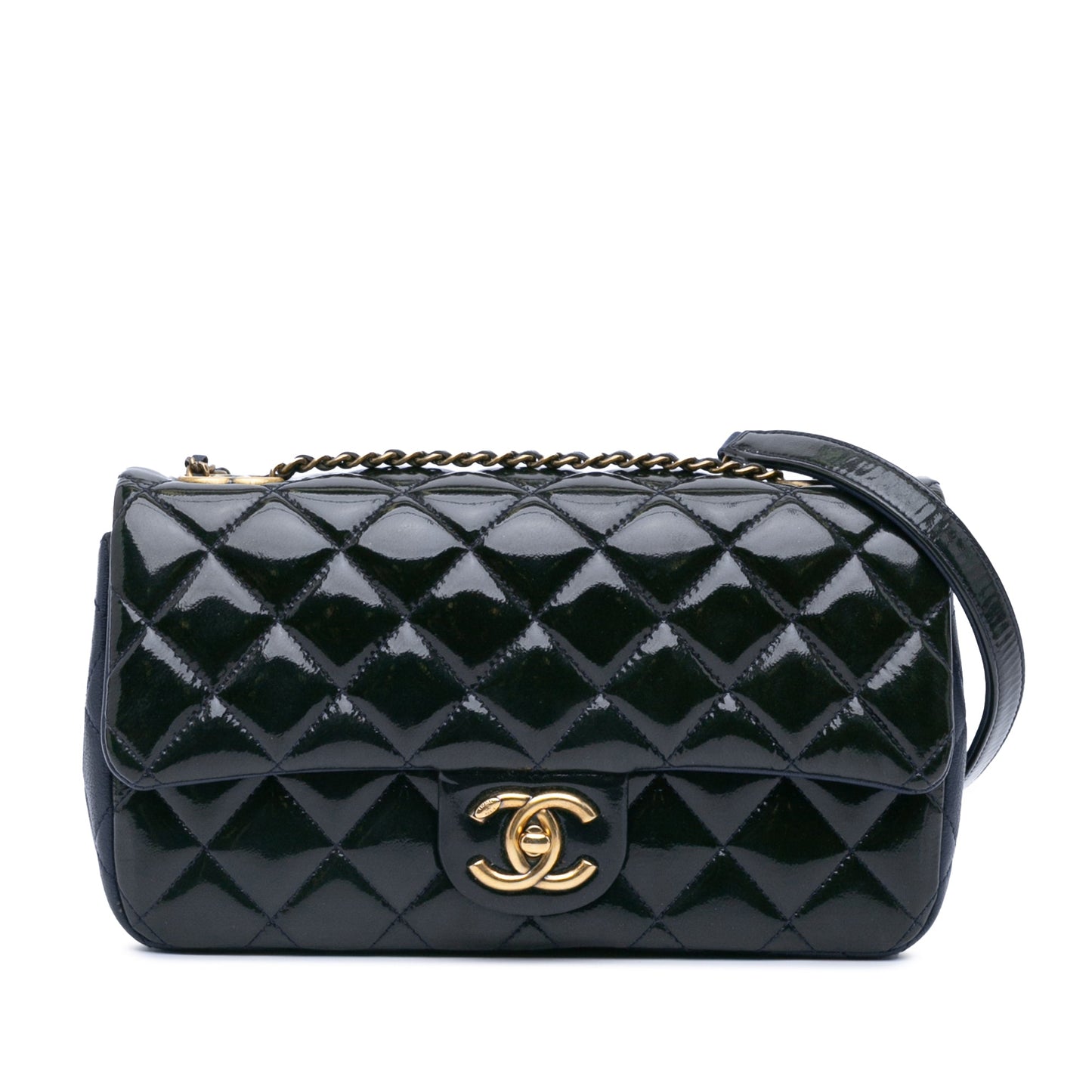 Blue Chanel Paris-Salzburg Medium Patent Goatskin CC Eyelet Flap Crossbody Bag