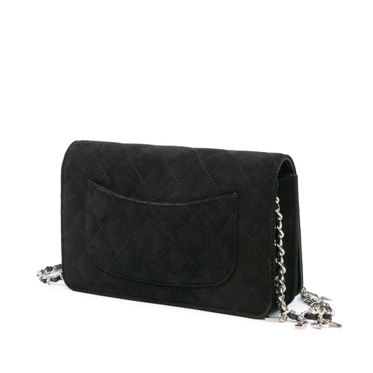 Black Chanel Suede Cocostellar Wallet on Chain Crossbody Bag