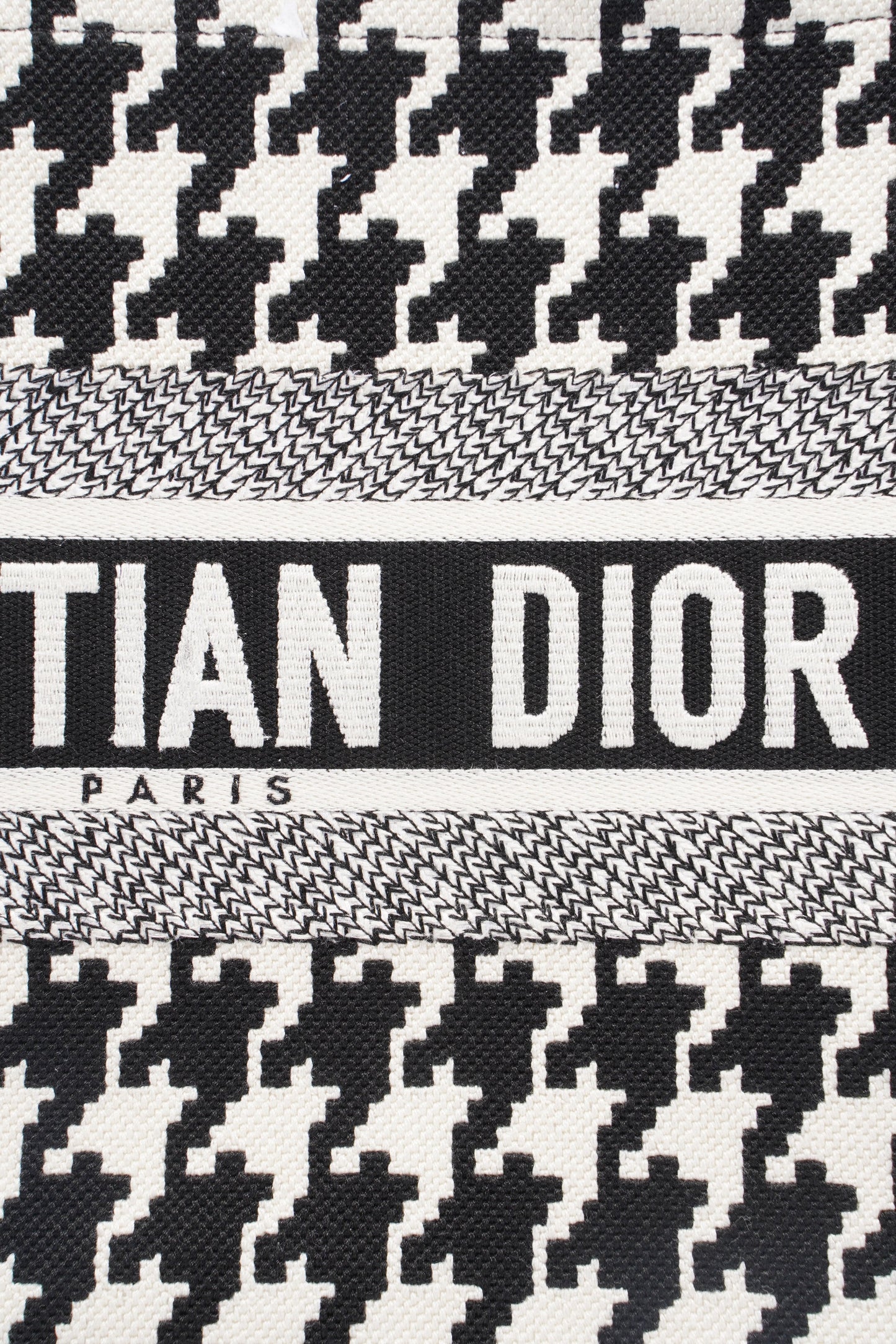 Christian Dior Houndstooth Book Tote Black / White Canvas Medium
