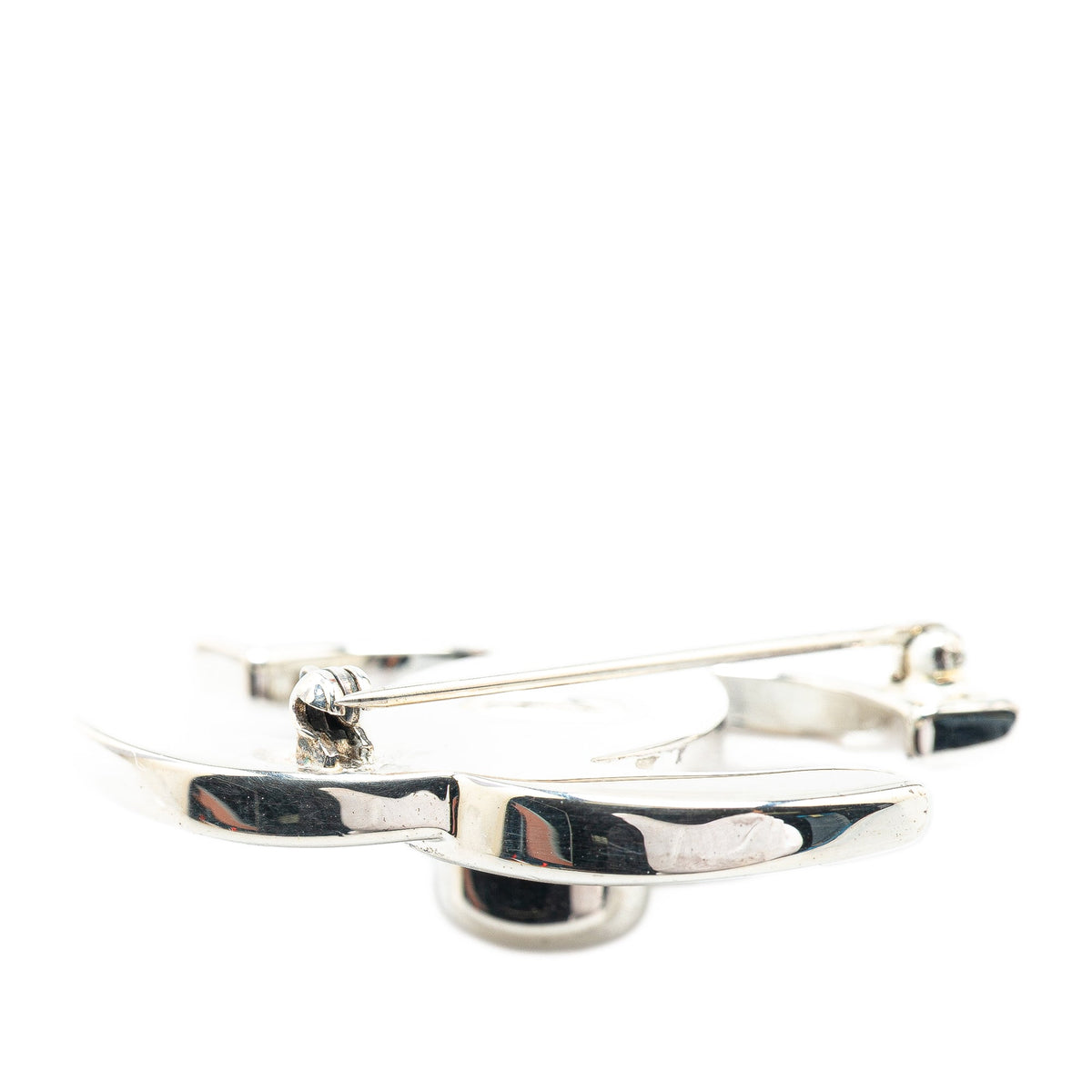 Silver Chanel Silver CC Turn-Lock Brooch