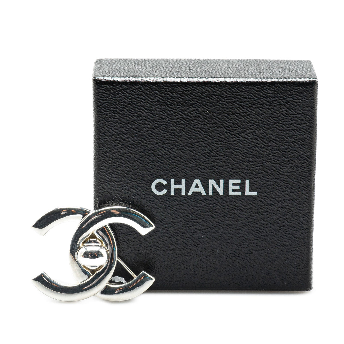 Silver Chanel Silver CC Turn-Lock Brooch