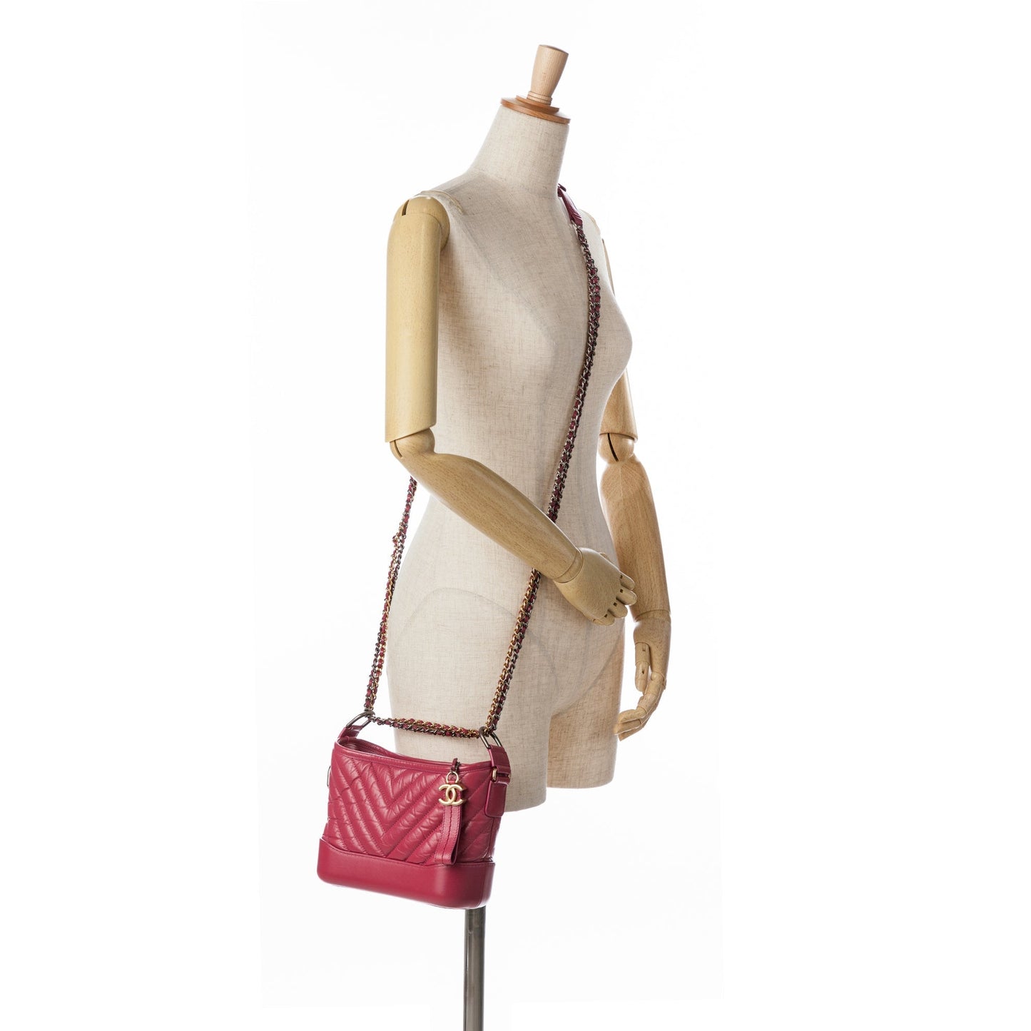 Pink Chanel Small Chevron Aged Calfskin Gabrielle Crossbody