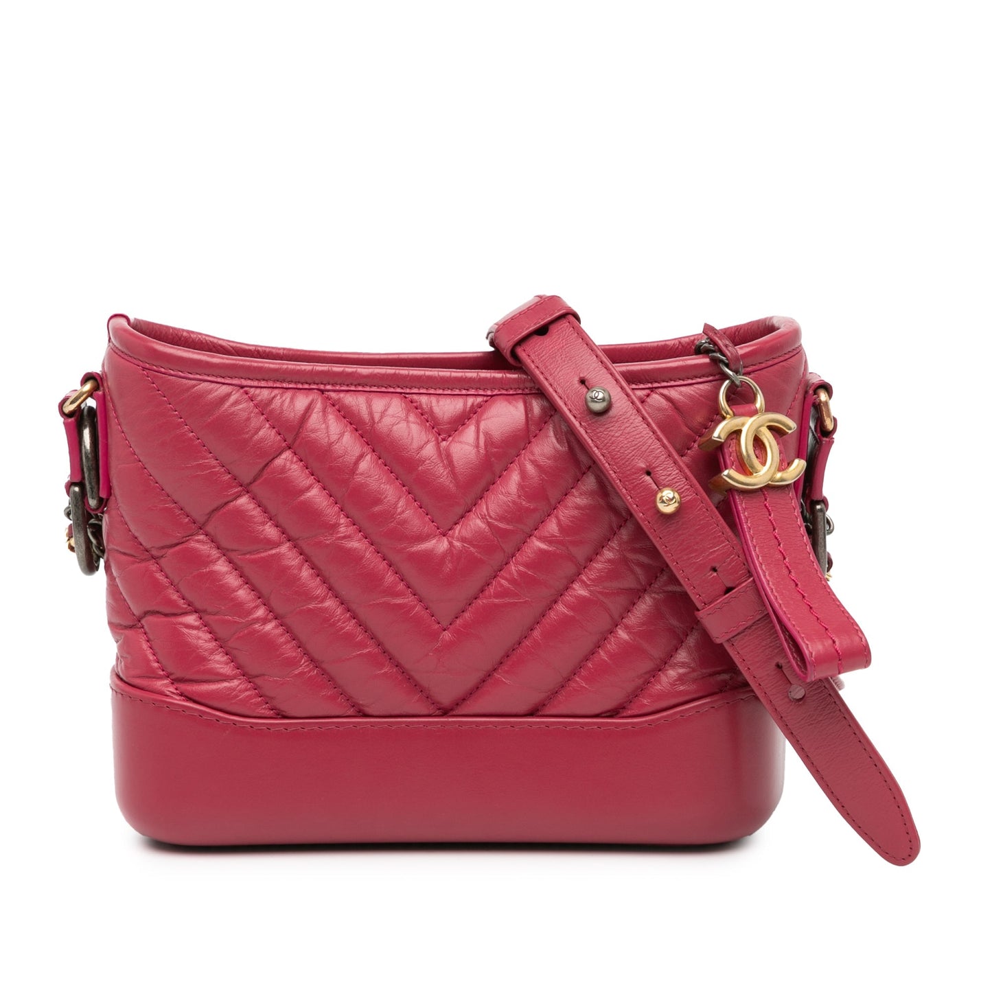 Pink Chanel Small Chevron Aged Calfskin Gabrielle Crossbody