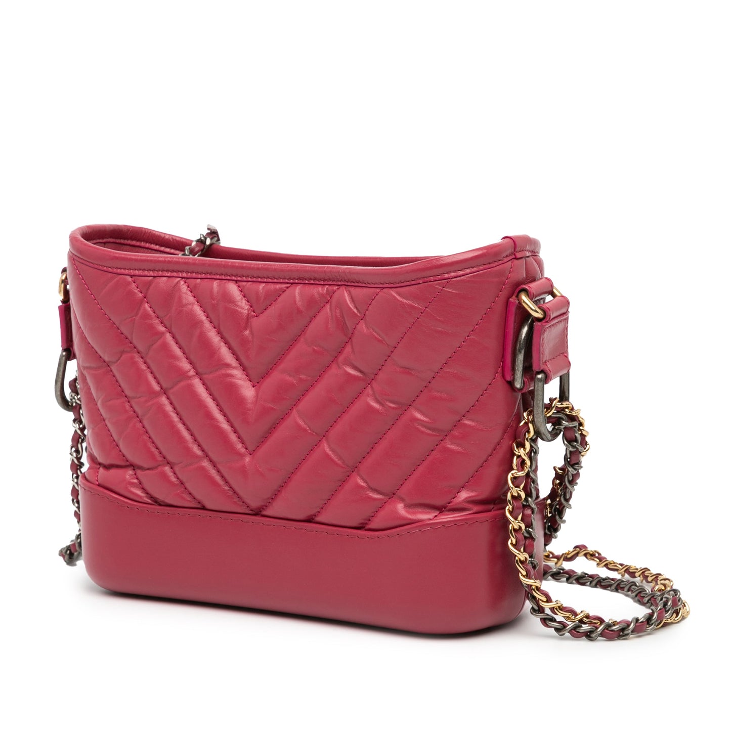 Pink Chanel Small Chevron Aged Calfskin Gabrielle Crossbody
