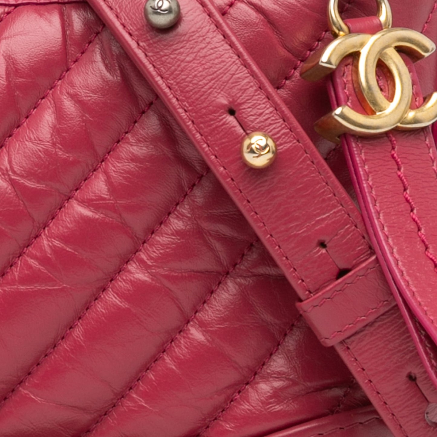 Pink Chanel Small Chevron Aged Calfskin Gabrielle Crossbody