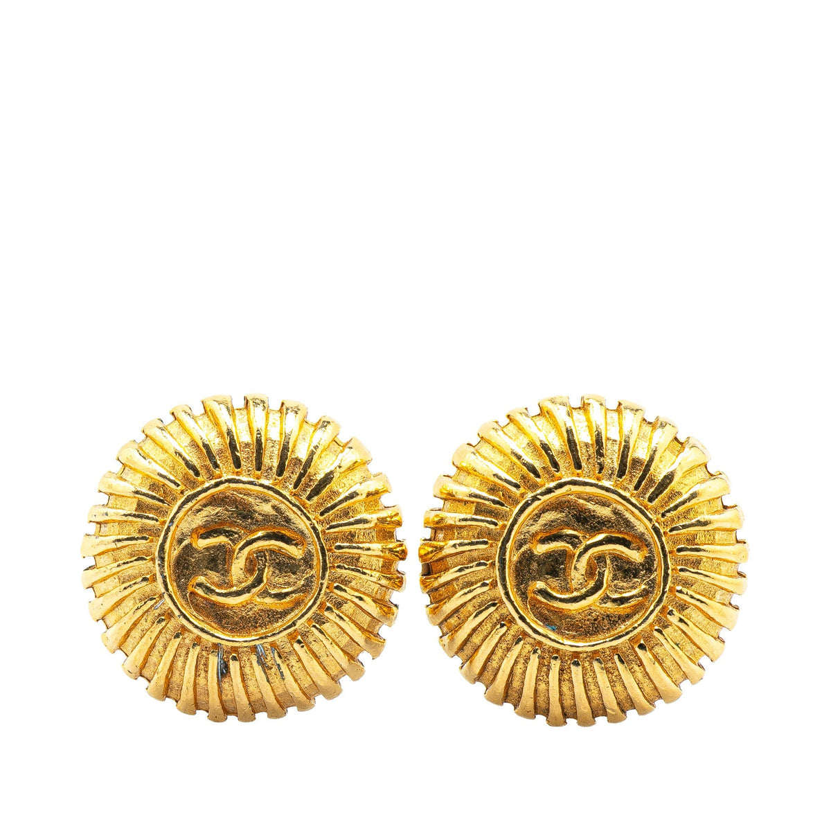 Gold Chanel Gold Plated CC Clip on Earrings