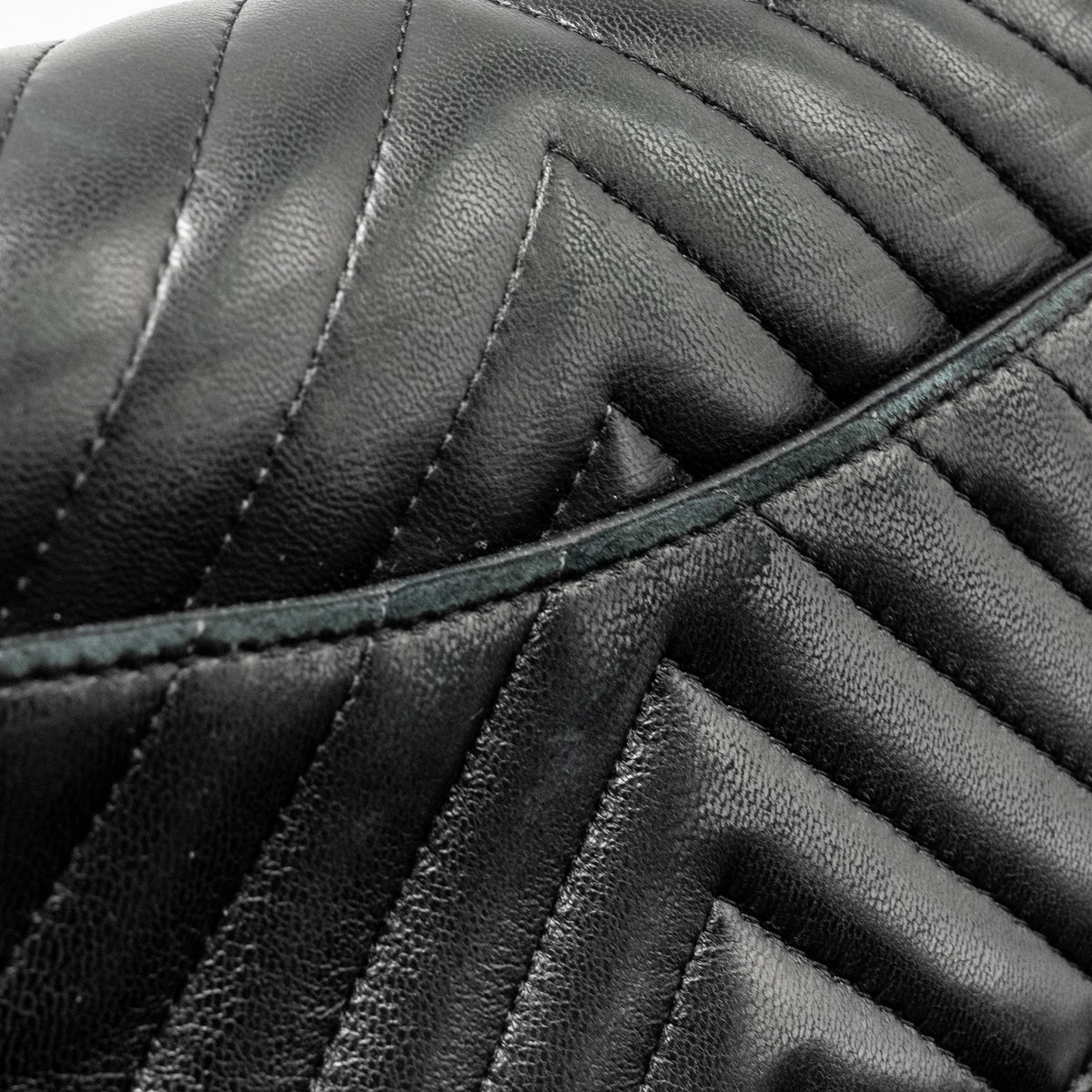 Chanel Mini Square Chevron Flap Bag Lambskin Black GHW