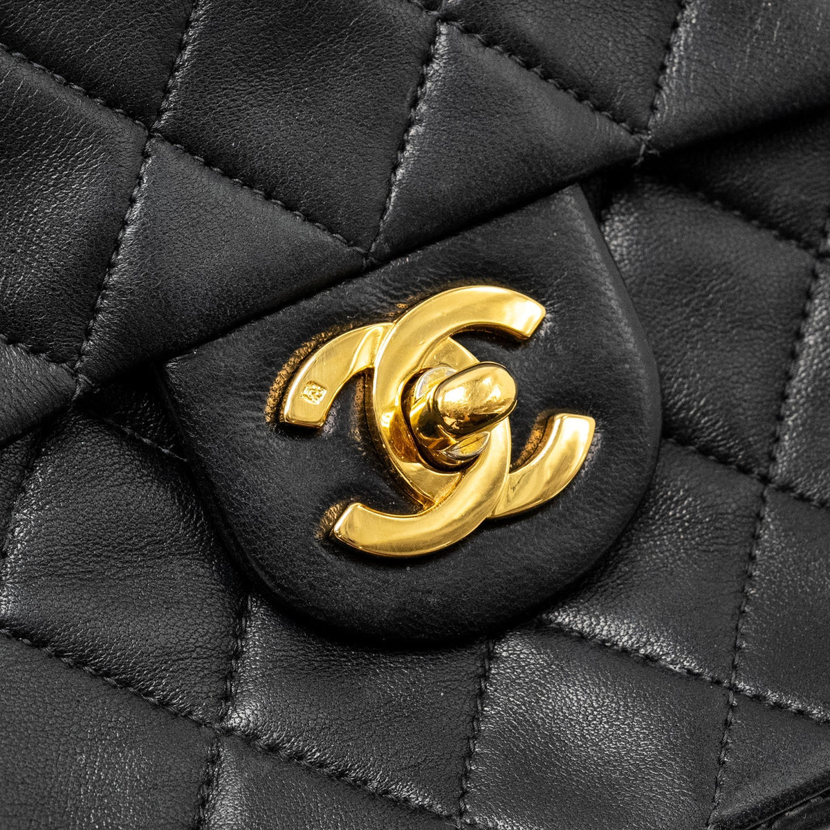Chanel Vintage Mini Square Flap Bag Lambskin Black GHW