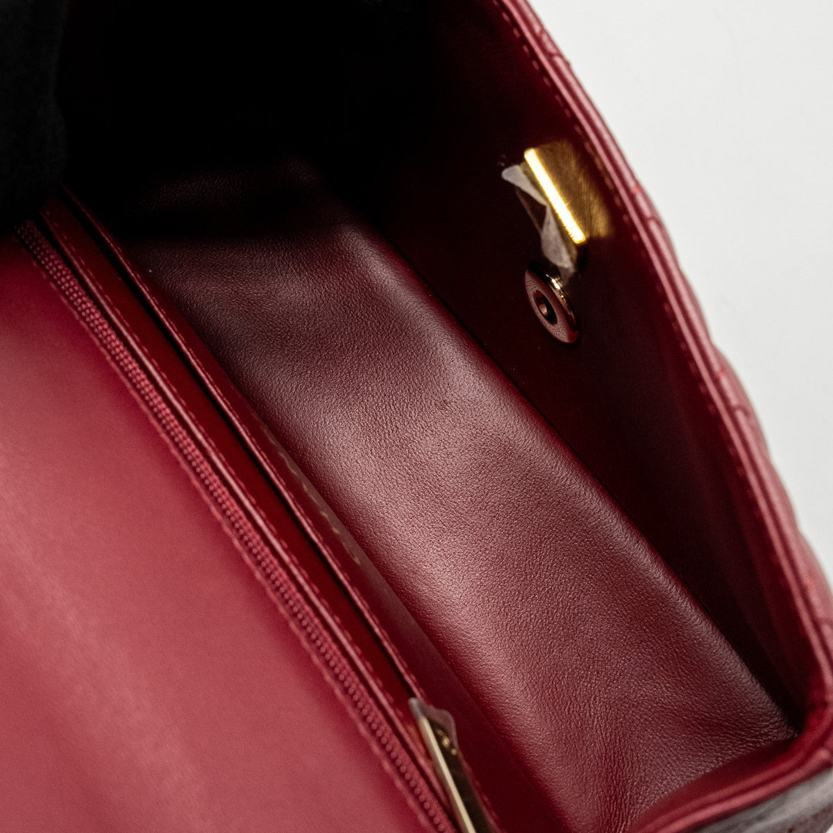 Chanel Top Handle Mini Rectangular Flap Bag Lambskin Burgundy LGHW (Microchip)