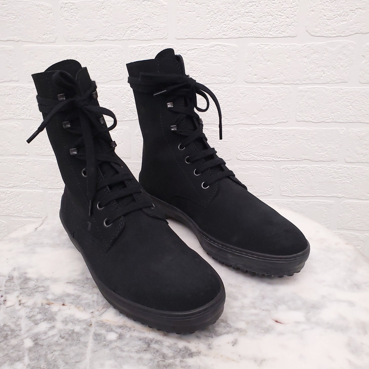 TODS BLACK SUEDE BOOTS - SIZE 38