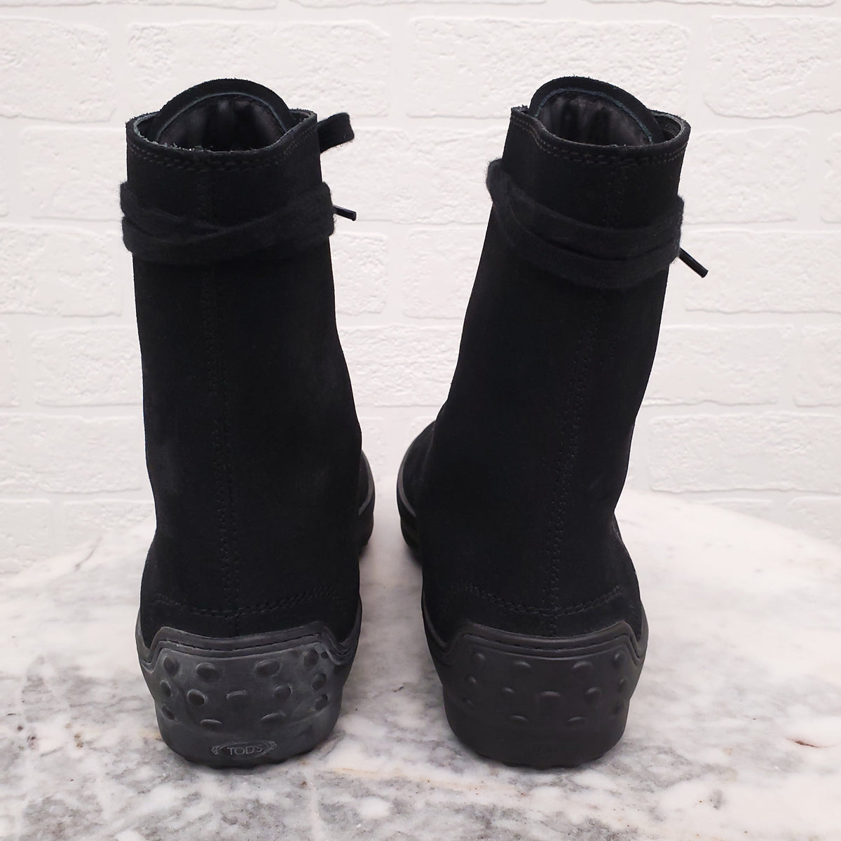 TODS BLACK SUEDE BOOTS - SIZE 38