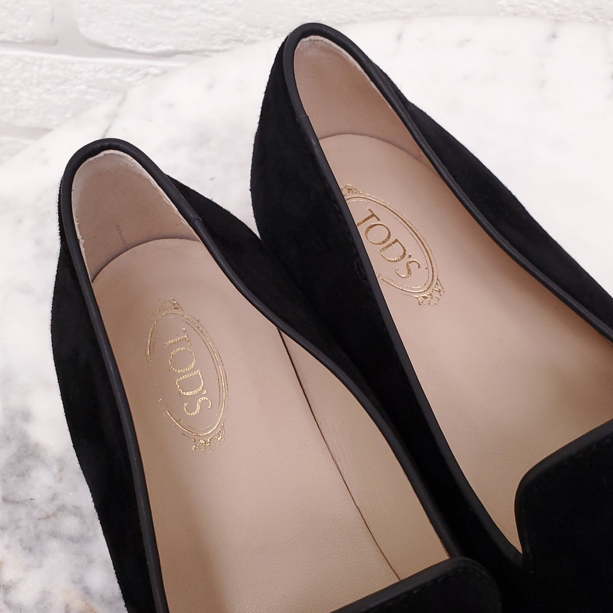 TODS BLACK SUEDE LOAFERS - SIZE 38