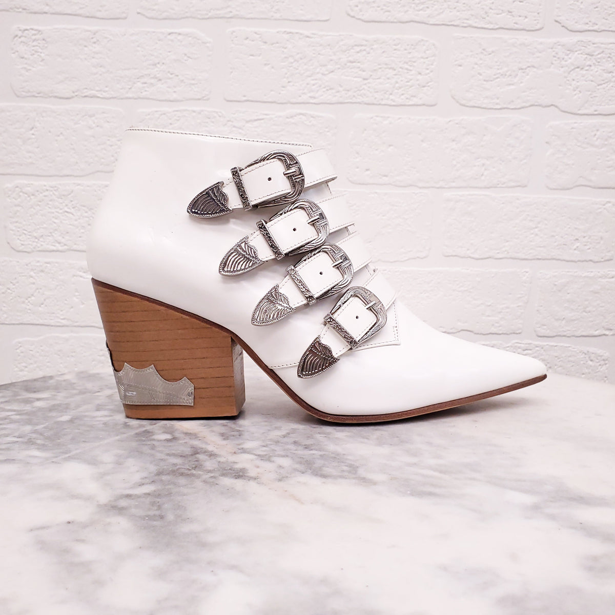 TOGA PULLA WHITE PATENT BOOTS - SIZE 38