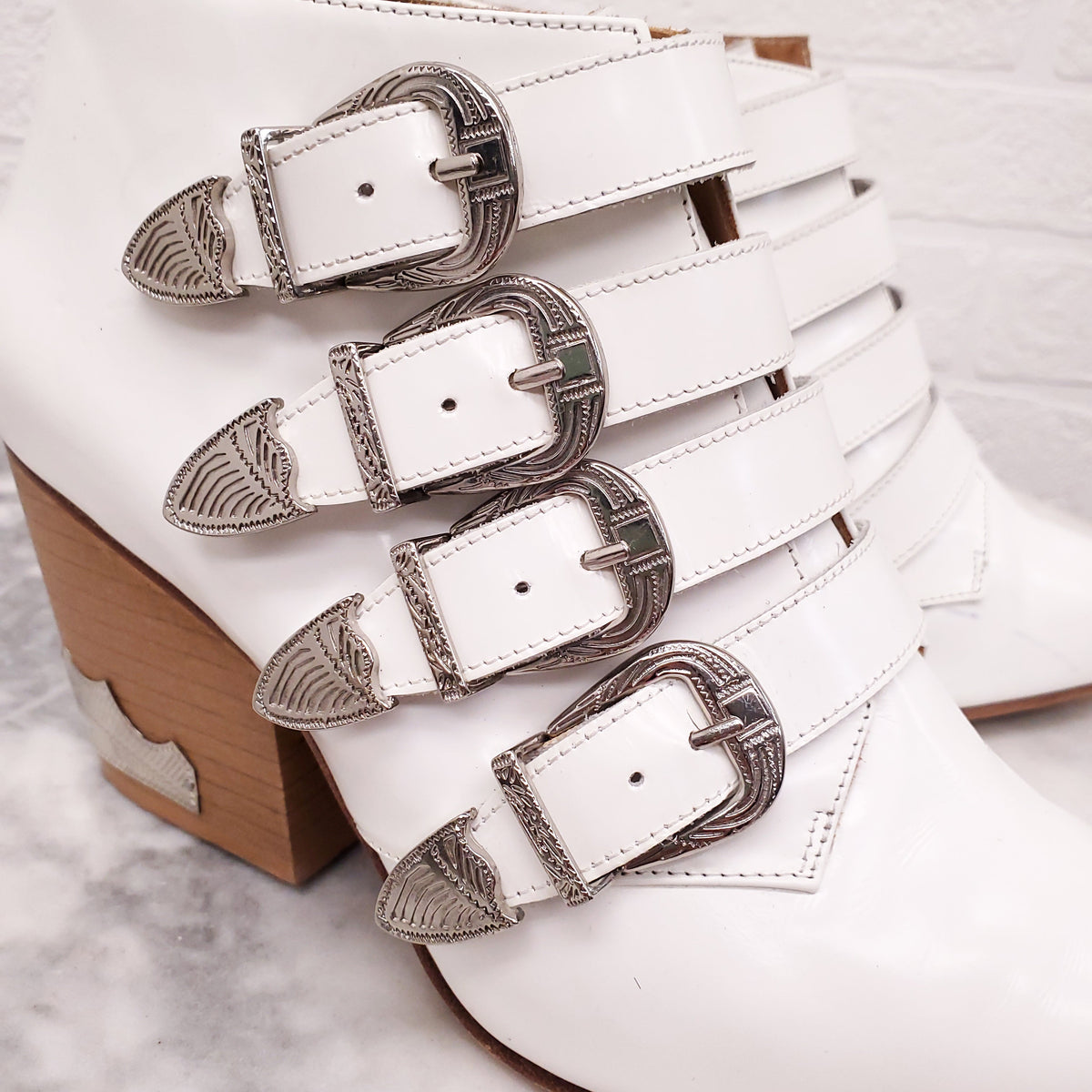 TOGA PULLA WHITE PATENT BOOTS - SIZE 38