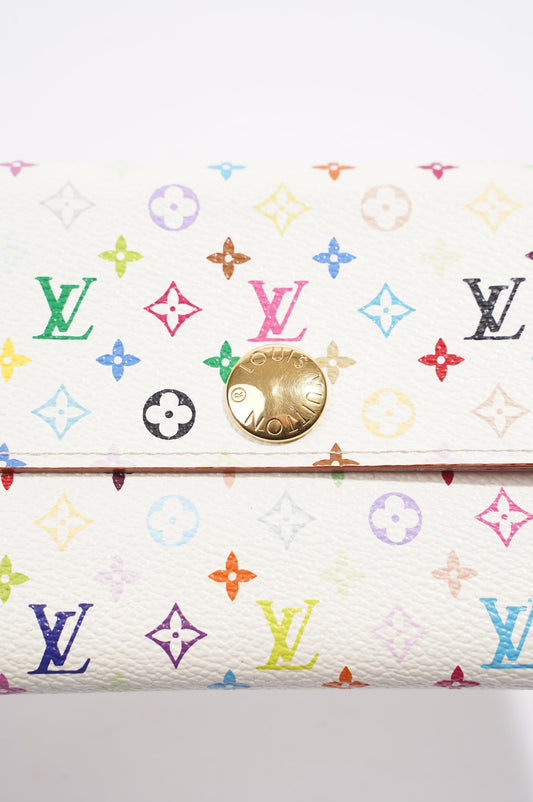 Louis Vuitton Sarah Wallet White / Multicolour Canvas