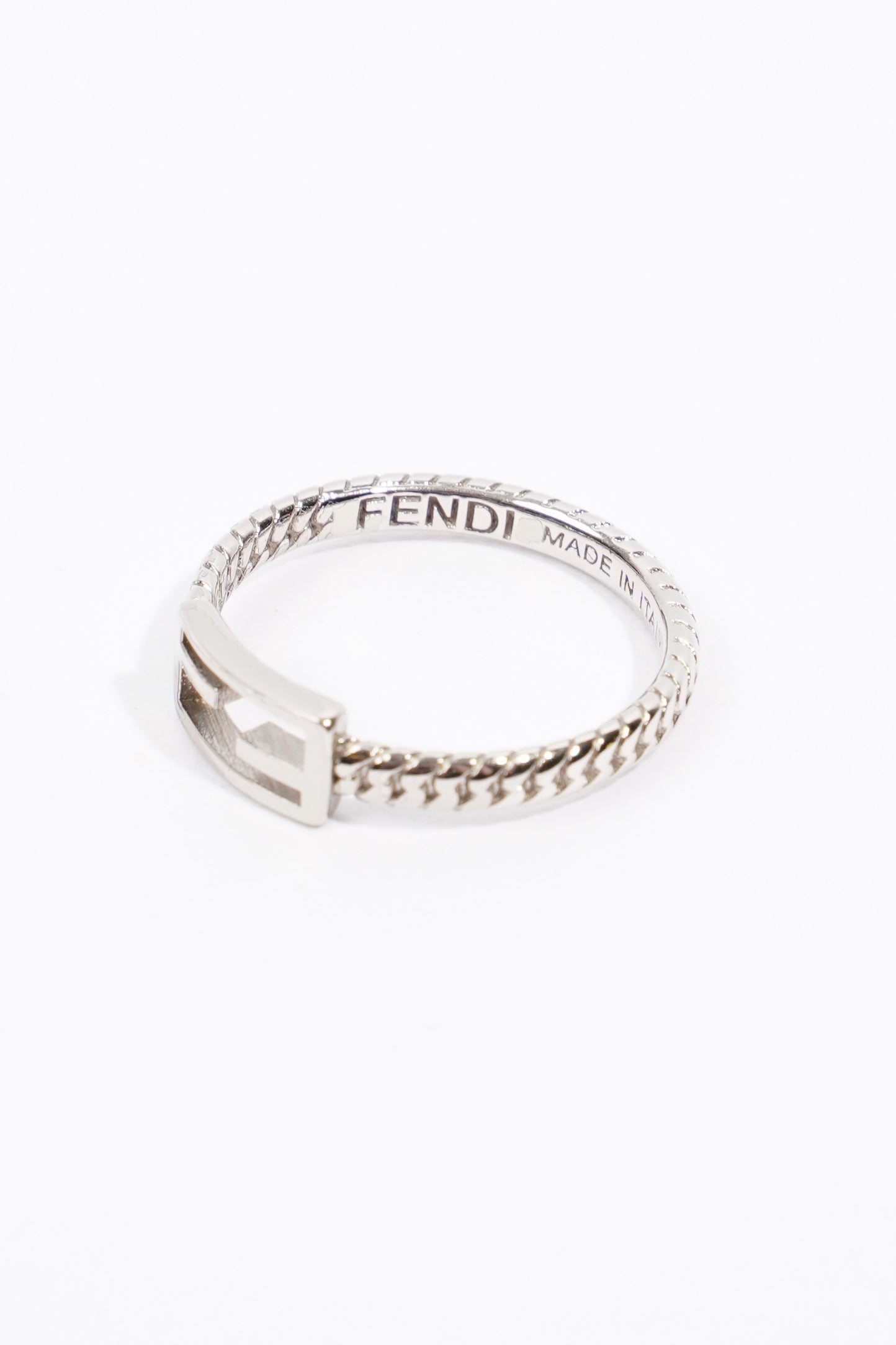 Fendi Baguette Ring Silver Base Metal Small