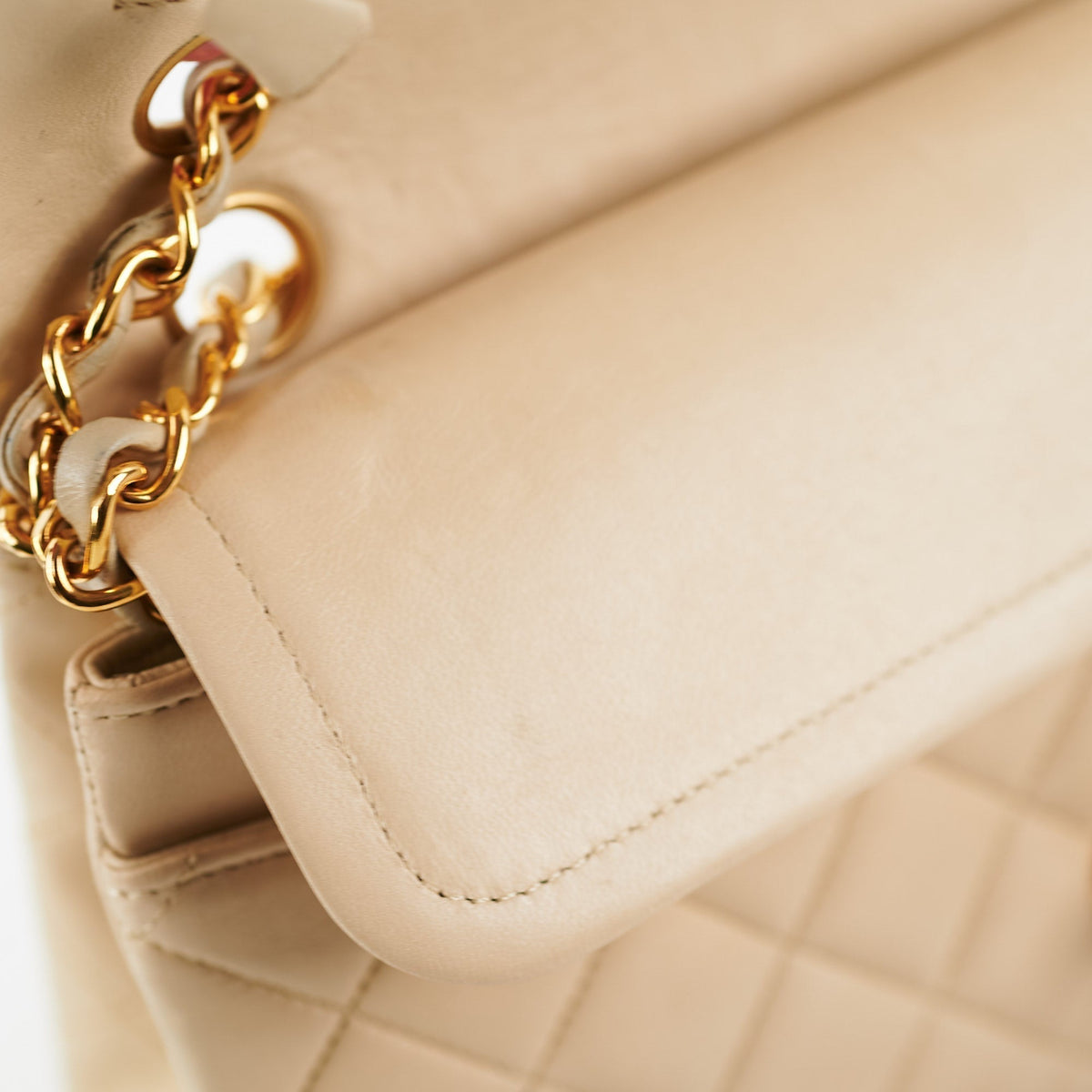 Chanel Small Vintage Double Flap Lambskin Beige