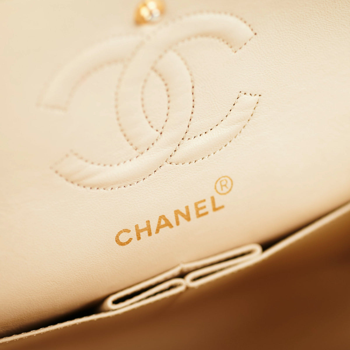 Chanel Small Vintage Double Flap Lambskin Beige