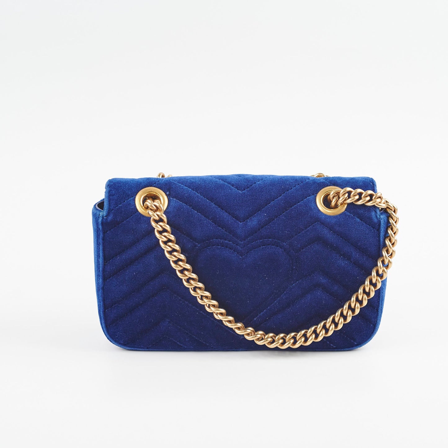 Gucci Marmont Mini Shoulder Bag Navy Blue Velvet