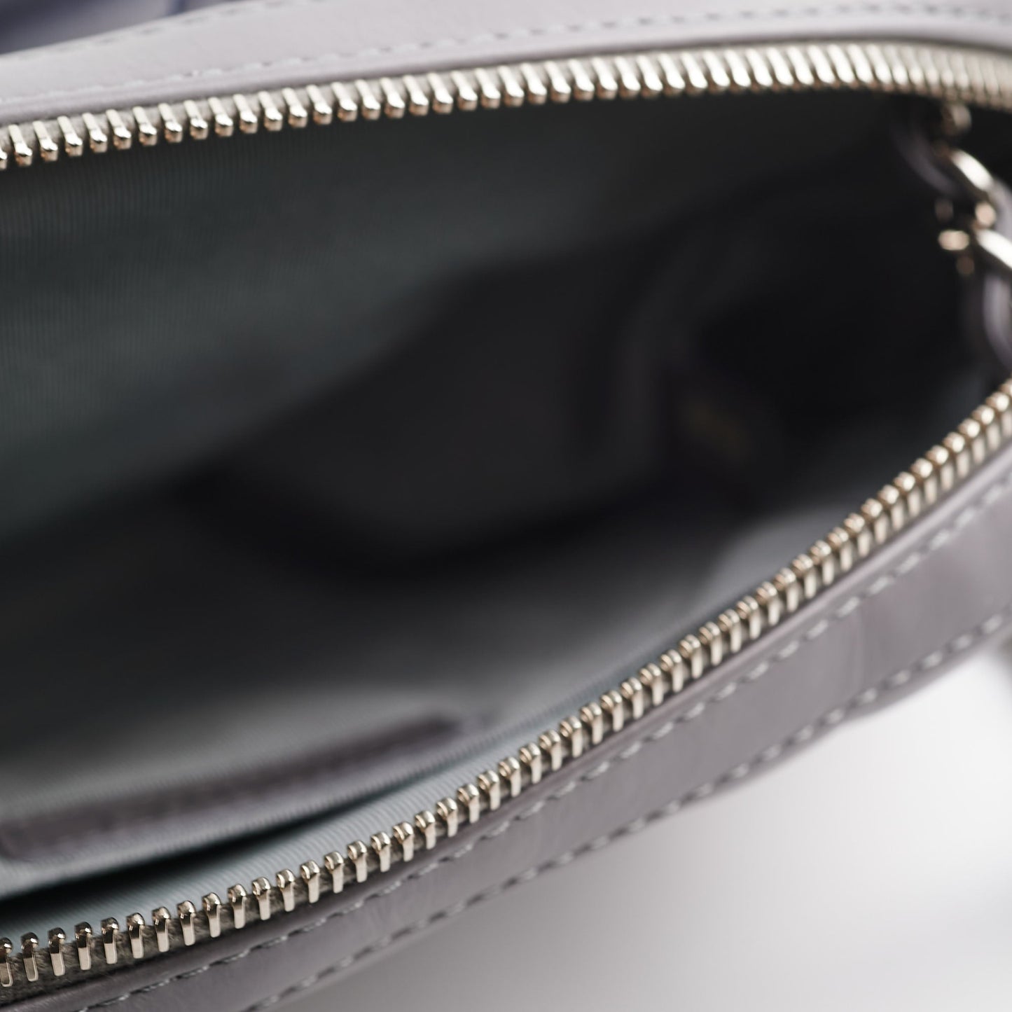 Chanel Quilted Navy Chevron Grey Lambskin Shoulder Bag