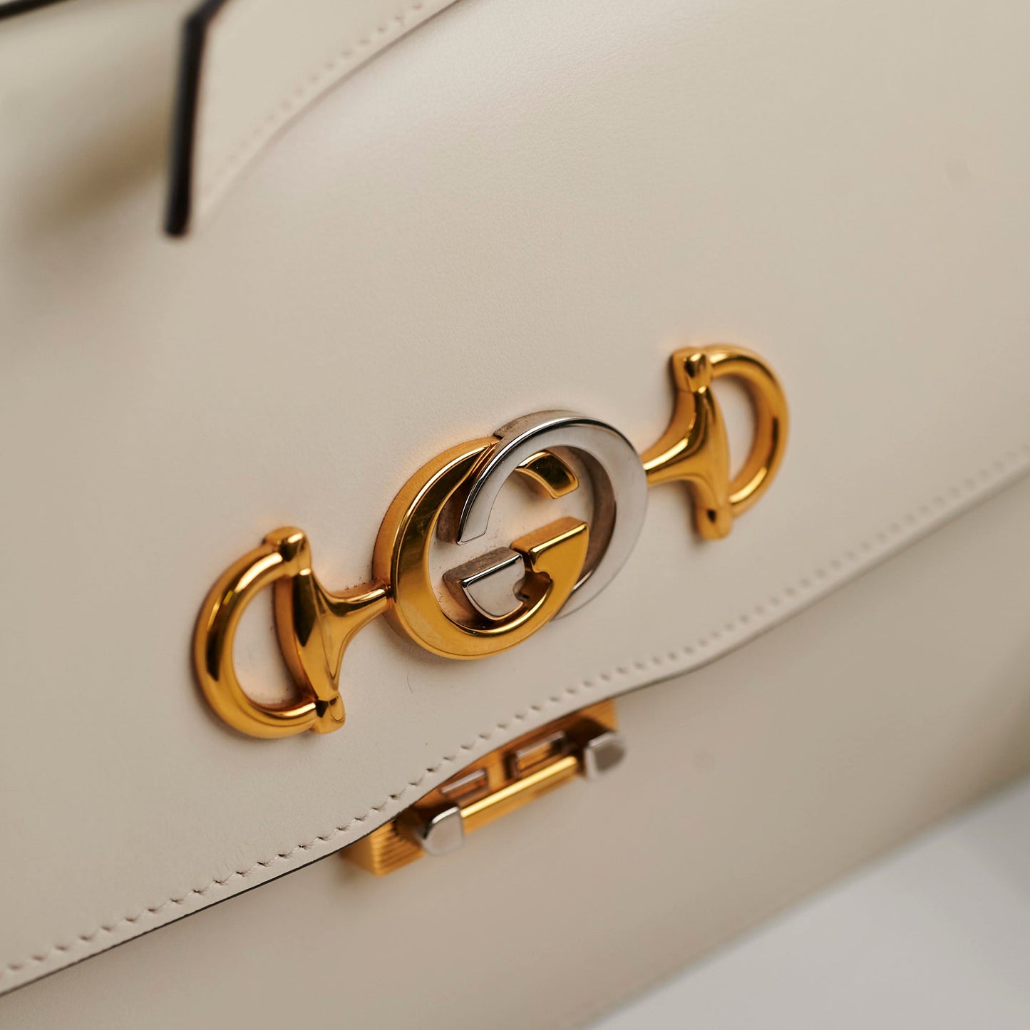 Gucci Lock Logo Cream Crossbody Bag