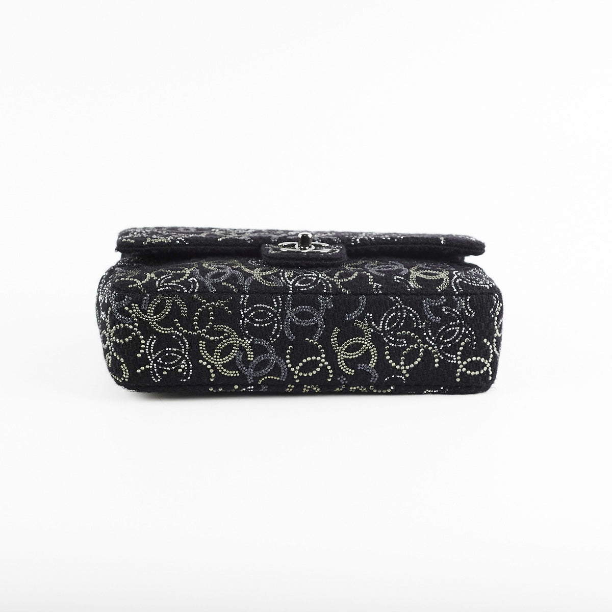 Chanel Seasonal Medium Large Tweed Crystals Black