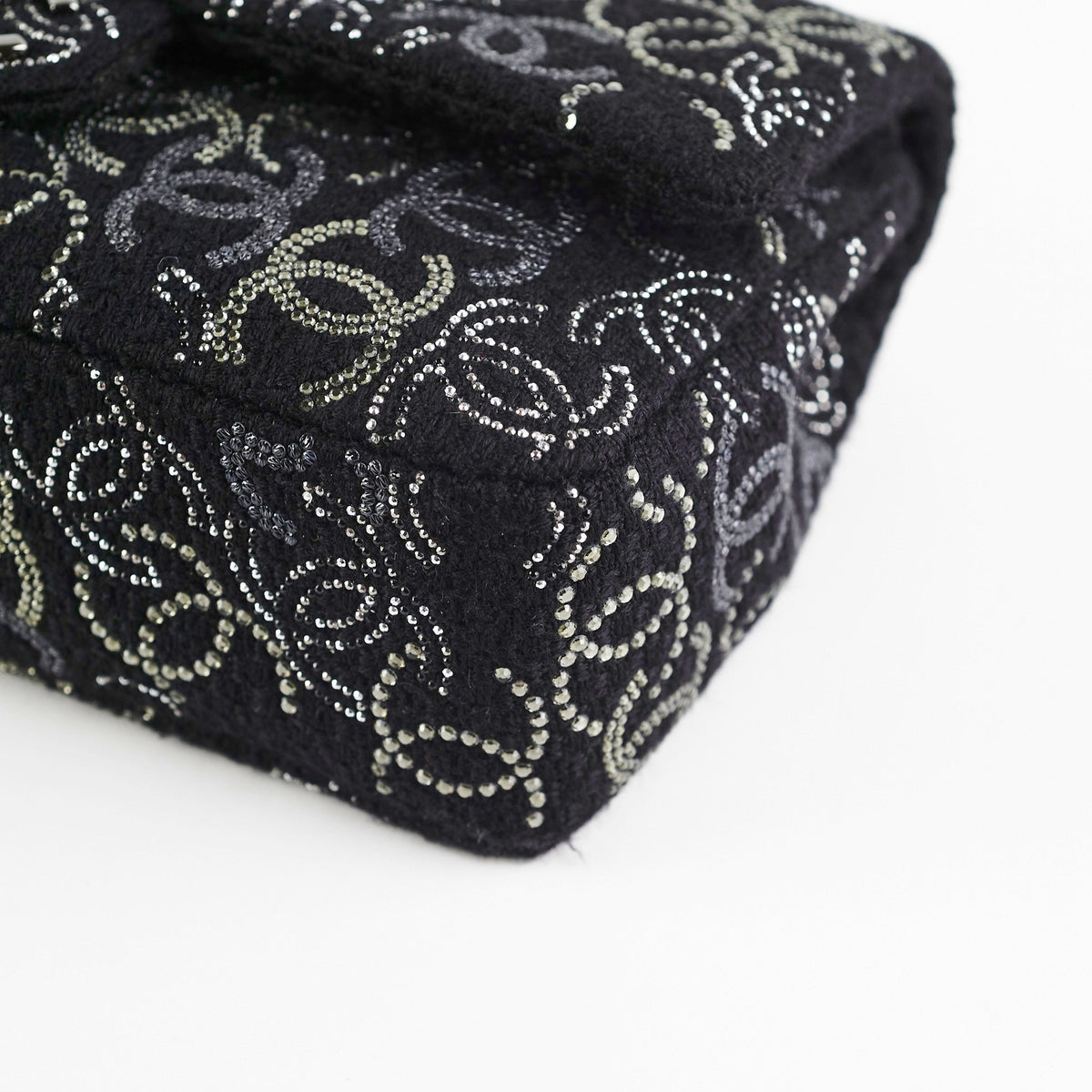 Chanel Seasonal Medium Large Tweed Crystals Black