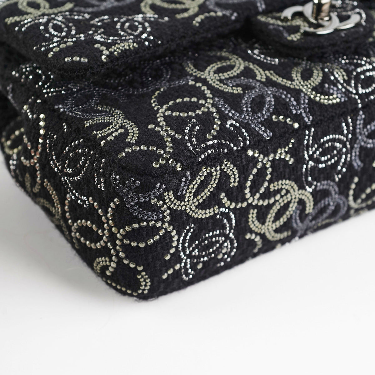 Chanel Seasonal Medium Large Tweed Crystals Black