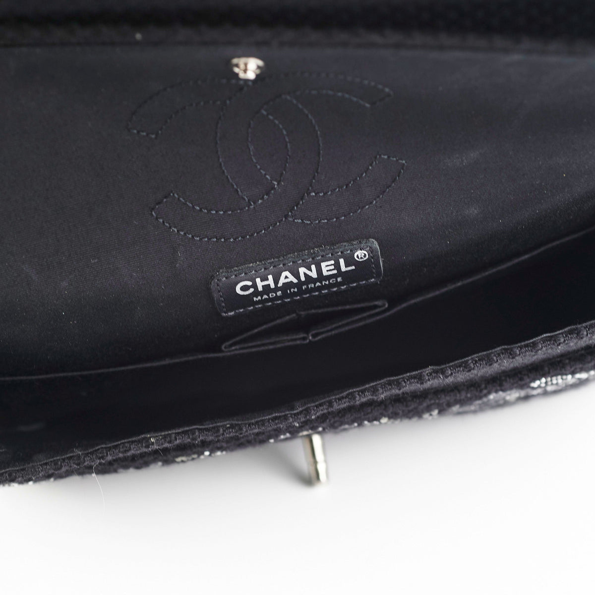 Chanel Seasonal Medium Large Tweed Crystals Black