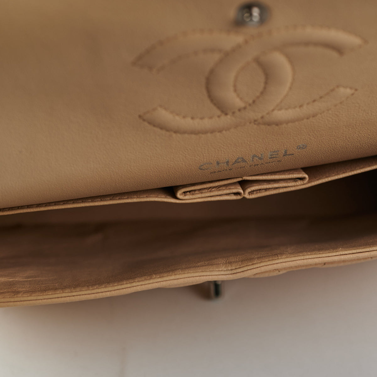 Chanel Quilted Classic Flap Medium Large Beige