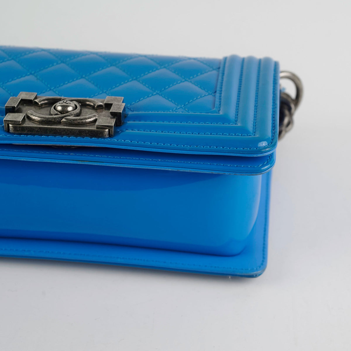 Chanel Small Boy Patent Blue Bag