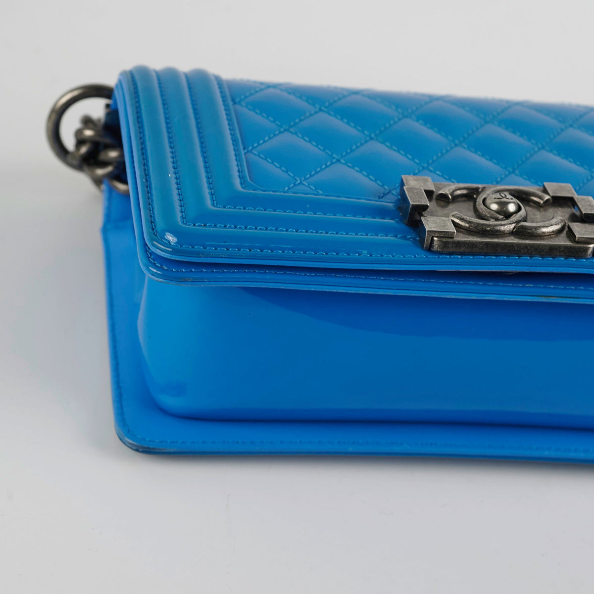 Chanel Small Boy Patent Blue Bag