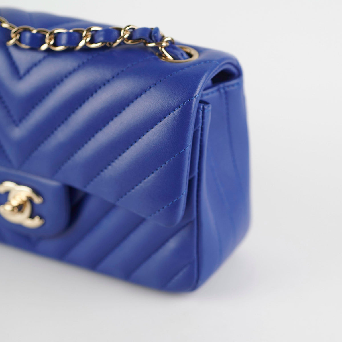 Chanel Mini Rectangular Chevron Blue