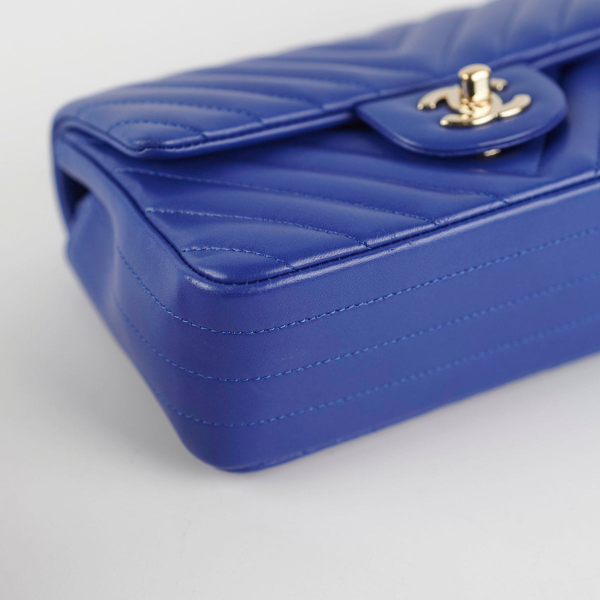 Chanel Mini Rectangular Chevron Blue