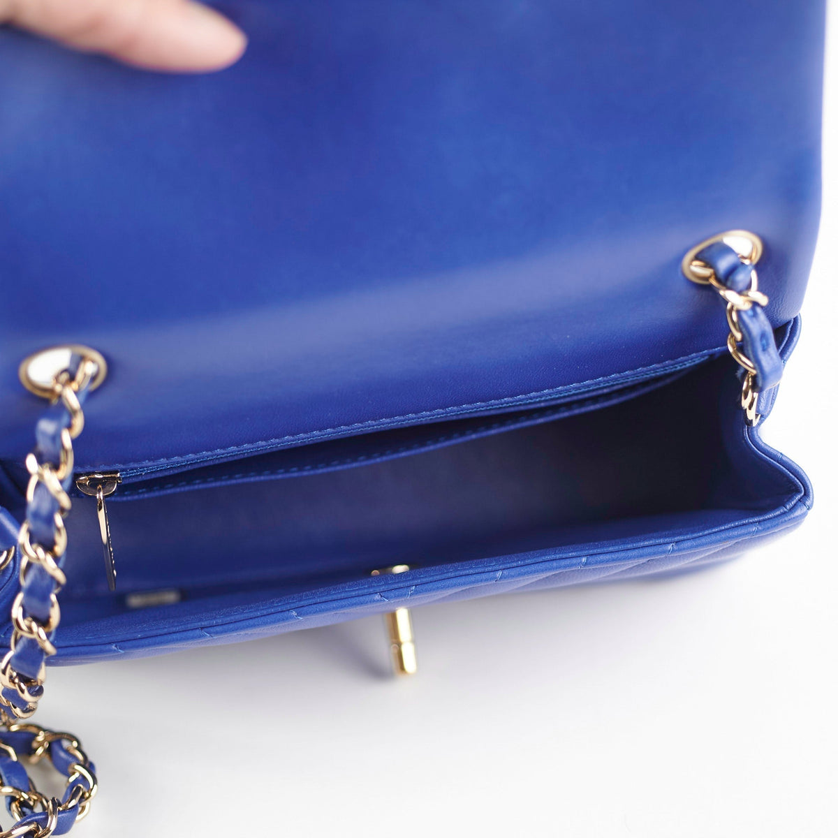 Chanel Mini Rectangular Chevron Blue