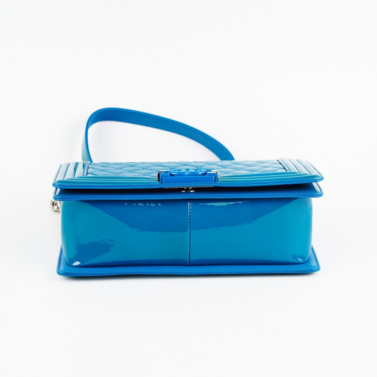 Chanel Boy Old Medium Turquoise Blue Patent