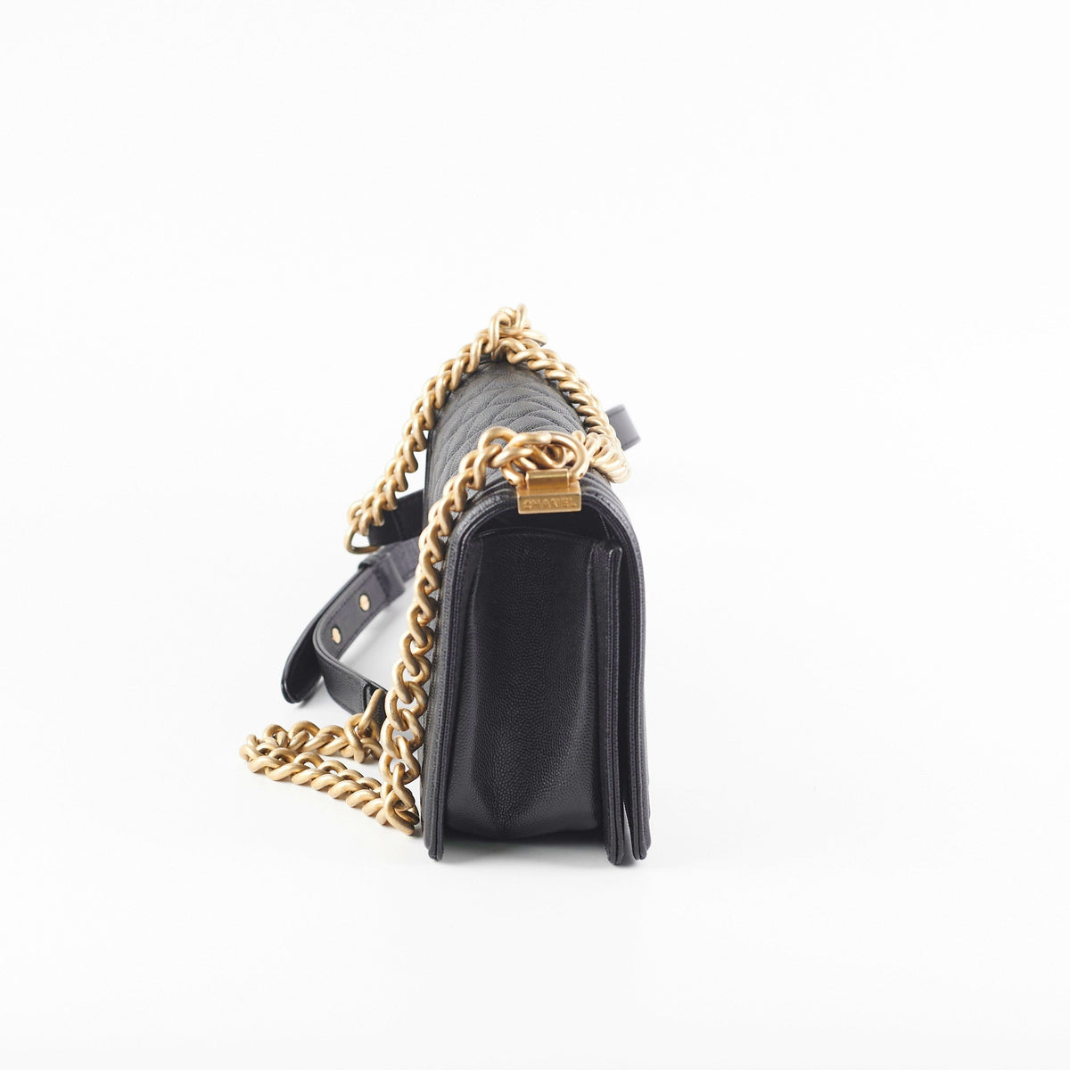 Chanel Old Medium Boy Black Caviar Bag