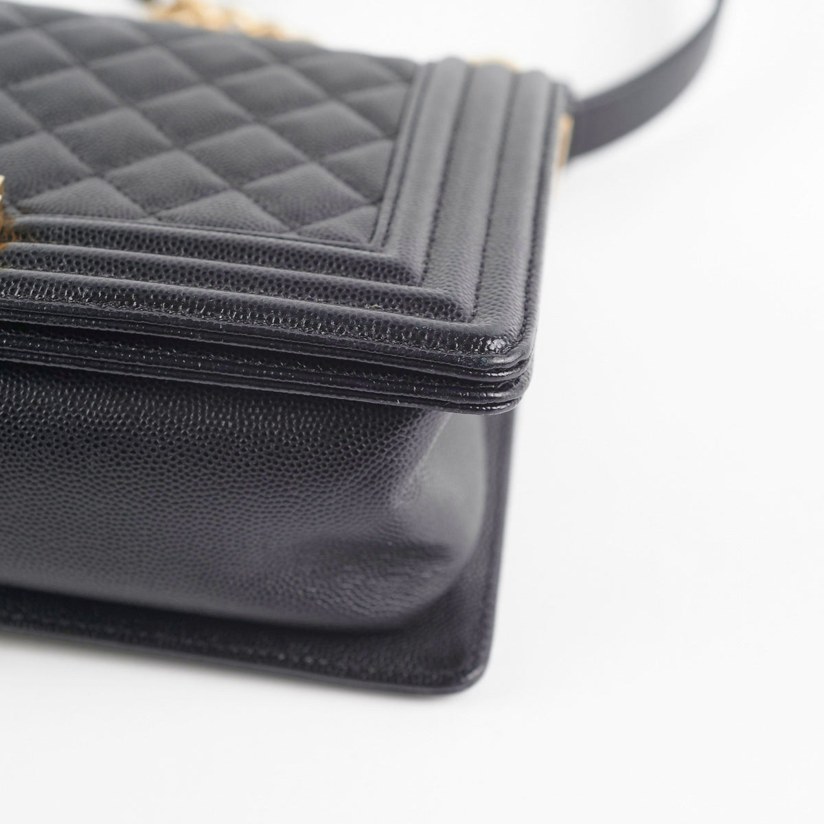 Chanel Old Medium Boy Black Caviar Bag