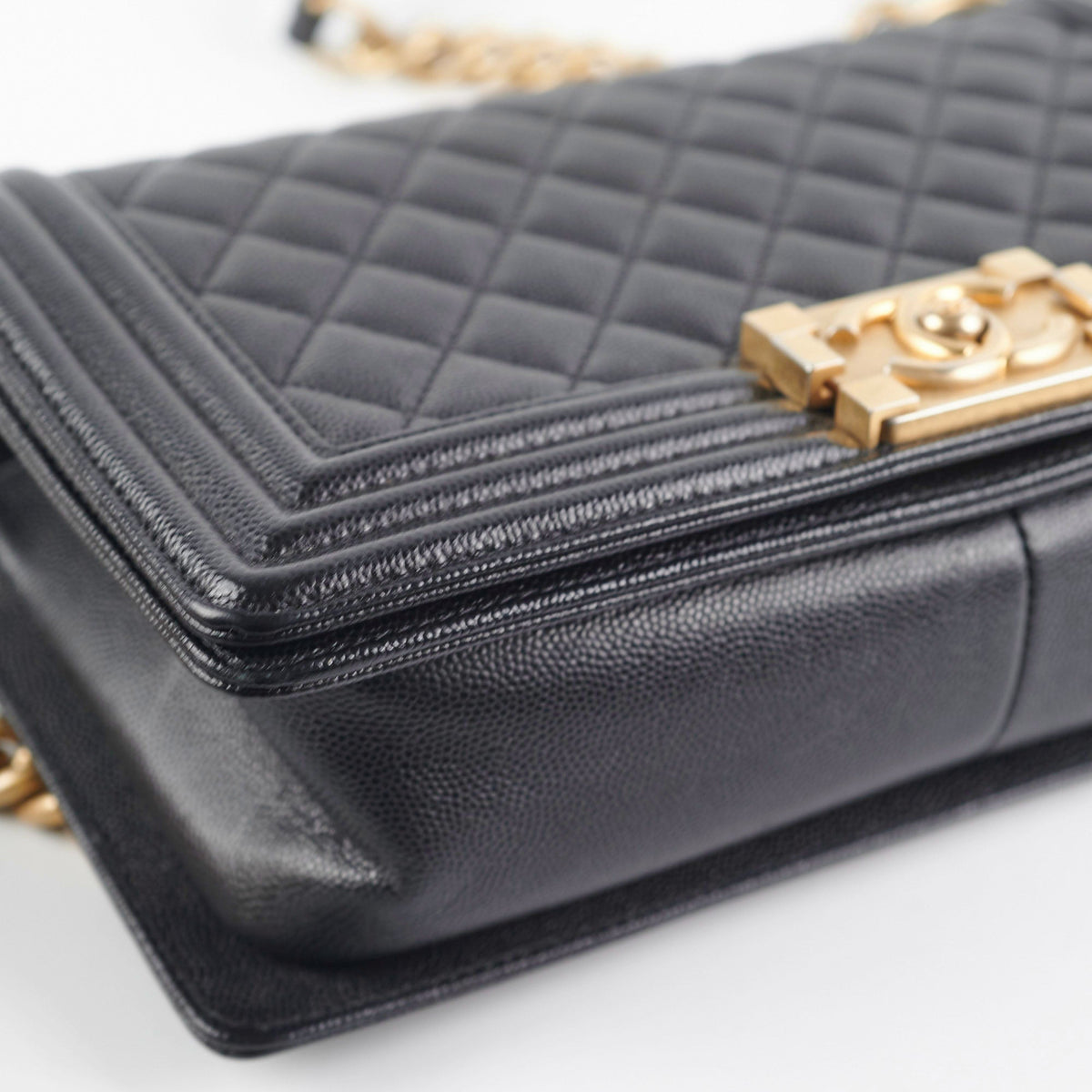 Chanel Old Medium Boy Black Caviar Bag
