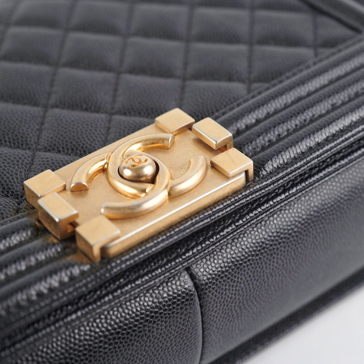 Chanel Old Medium Boy Black Caviar Bag