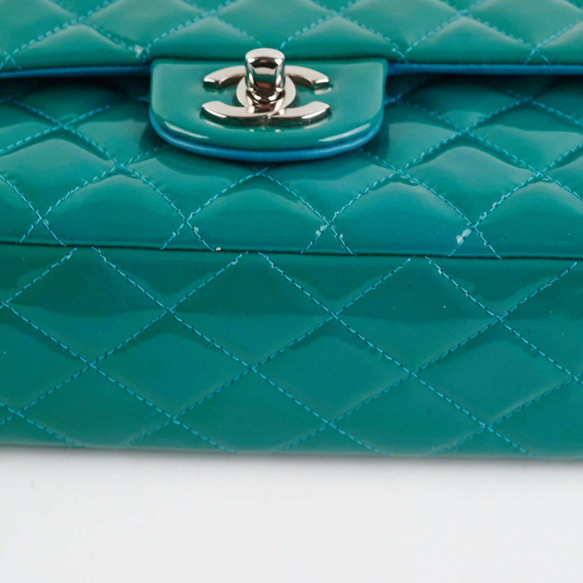 Chanel Quilted Patent Medium Large Classic Flap Teal