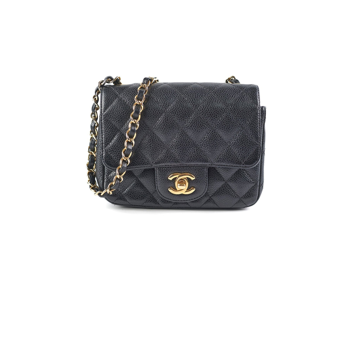 Chanel Mini Square Caviar Bag GHW Black