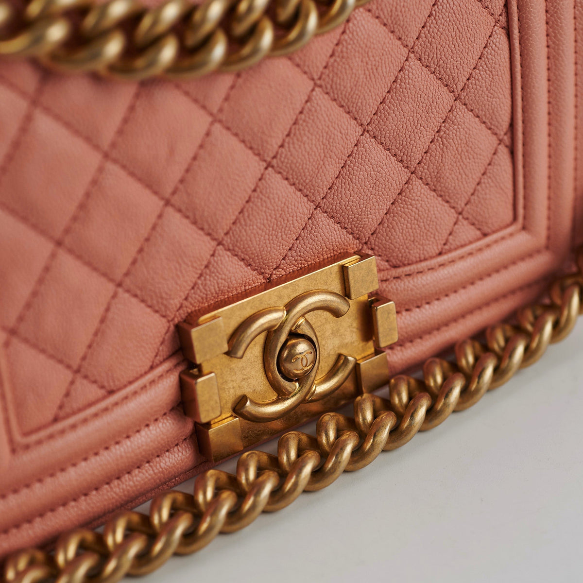 Chanel Small Boy Caviar Coral