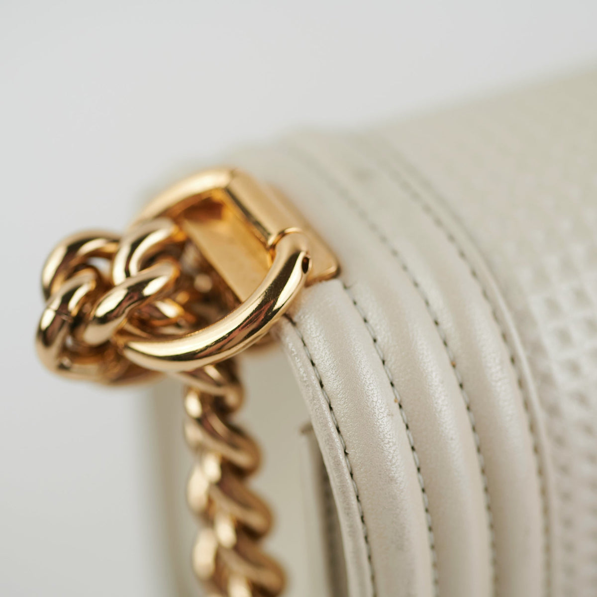 Chanel Old Medium Cube Embossed Boy White
