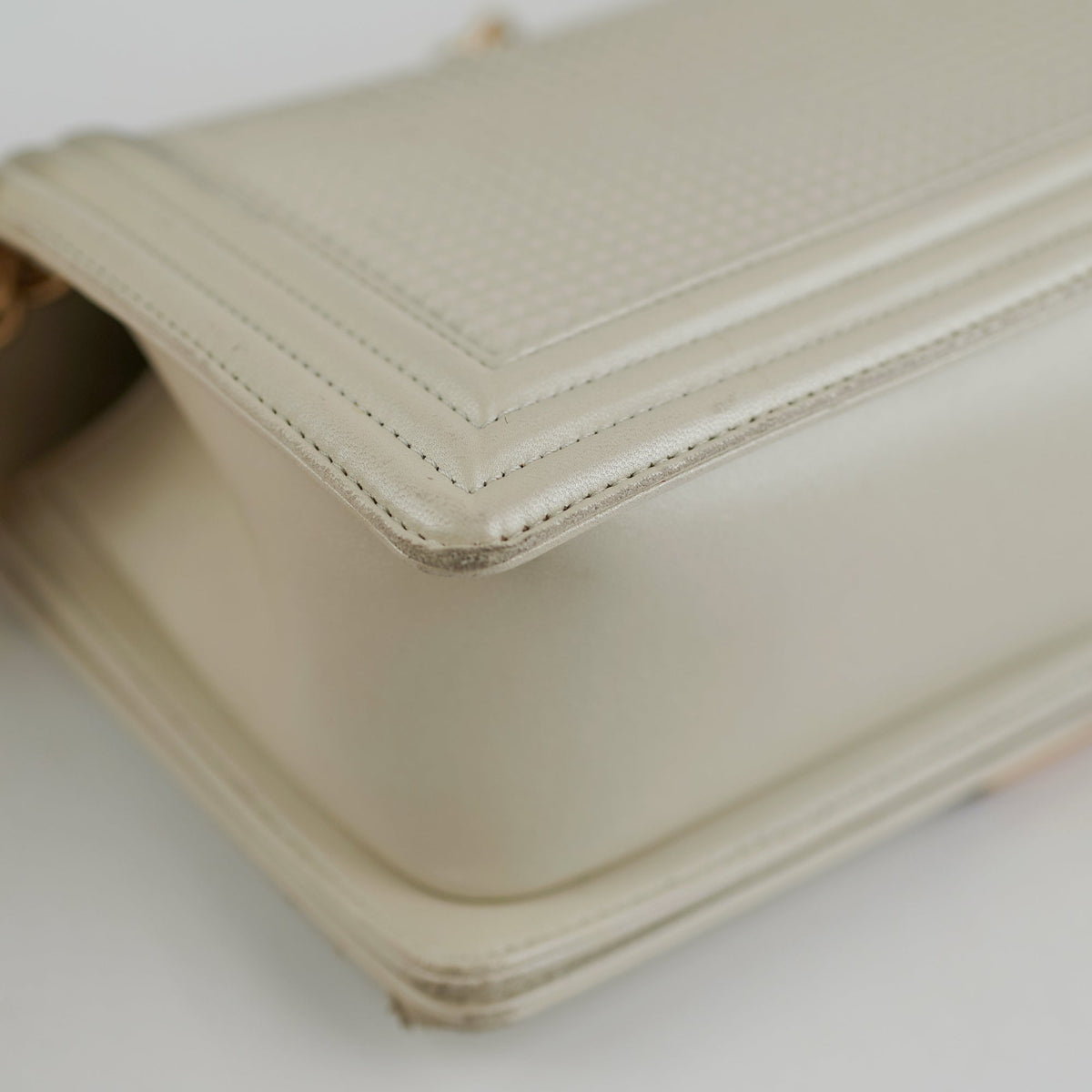 Chanel Old Medium Cube Embossed Boy White