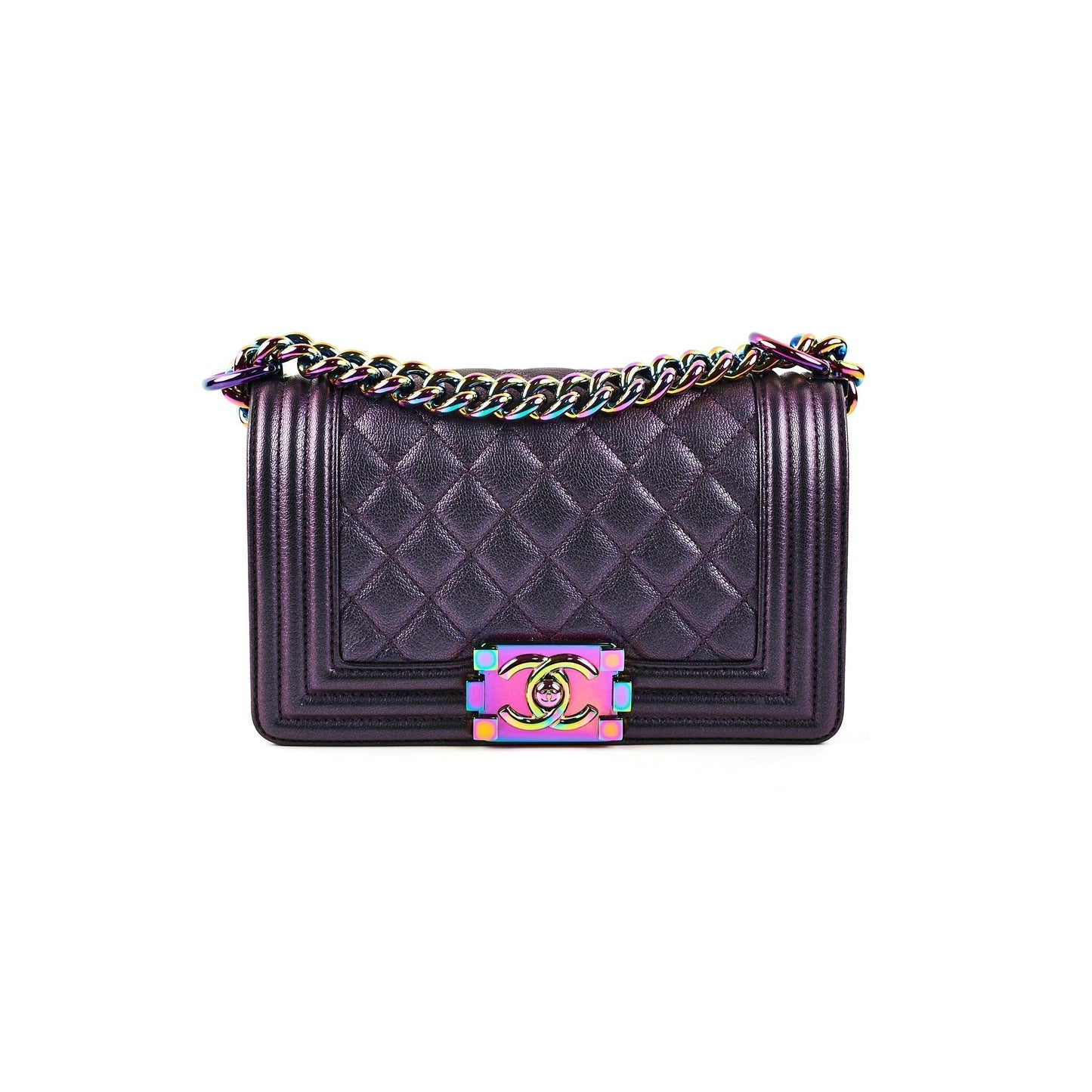 Chanel Small Boy Iridescent Purple Shoulder Bag